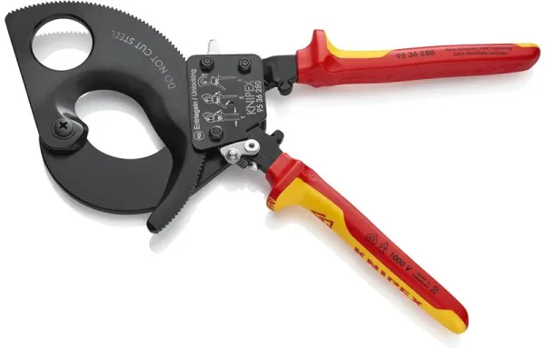 Knipex Kabelschere (Ratschprinzip) schwarz lackiert, VDE-geprüft 280 mm